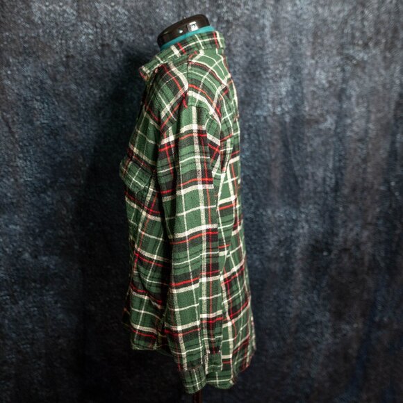 American Eagle Outfitters Green Plaid Flannel Shirt | Women Large - Picture 4 of 7